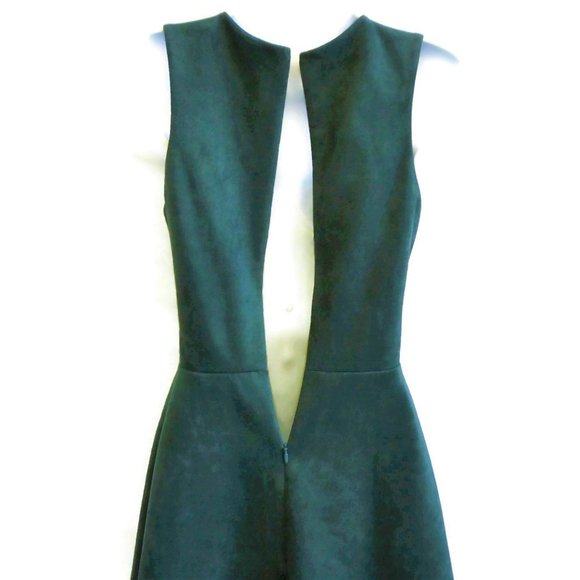 Aqua Dress Velvet Scallop Sweetheart Neck Fit Flare Teal Zip Back Fit Flare USA - Picture 7 of 10